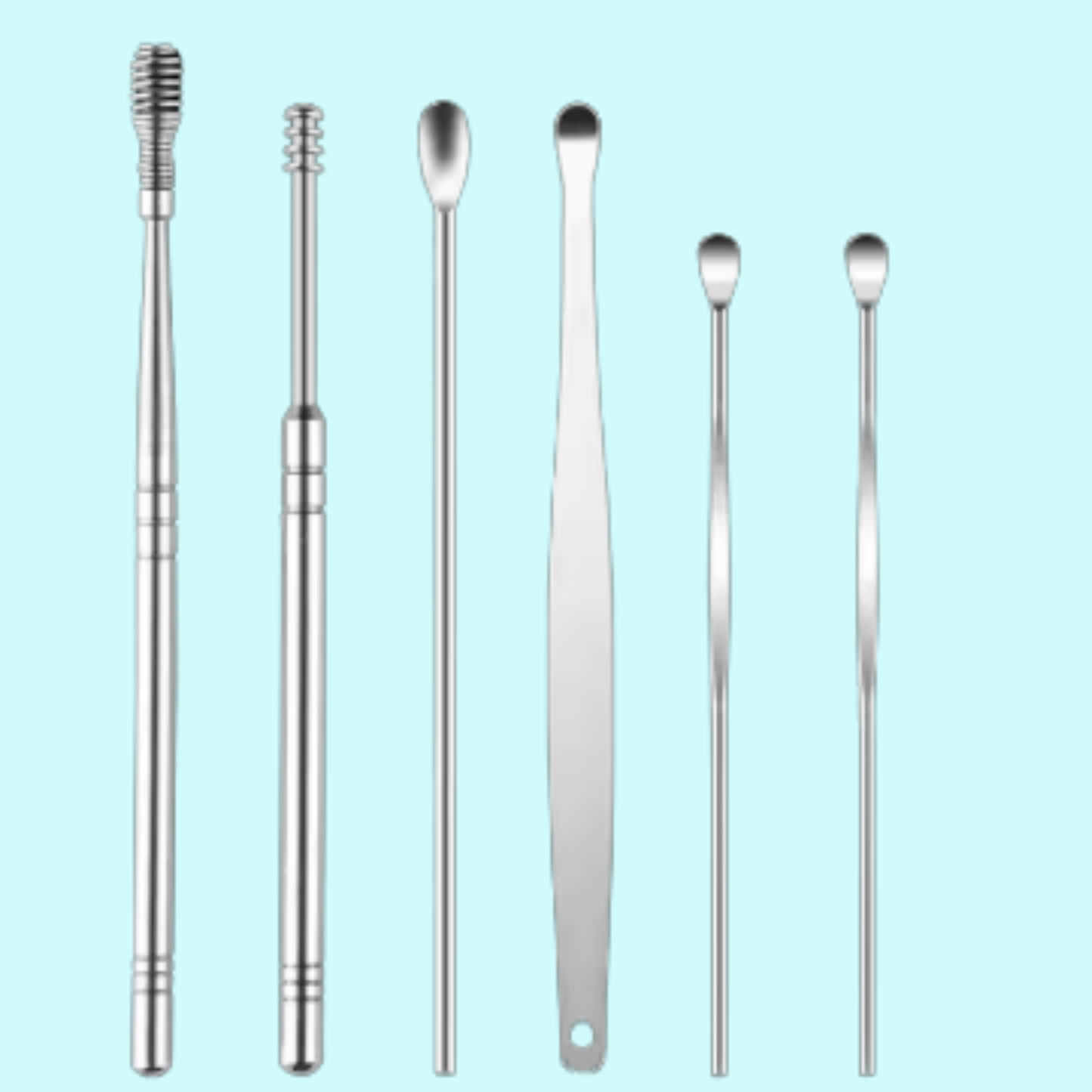 סט כלי מתכת לניקיון חיצוני באוזניים